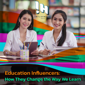 advertising-banner-two-education-influencers-sitting-at-the-table-smiling-under-orange-green-purple-blue-oerlay-background